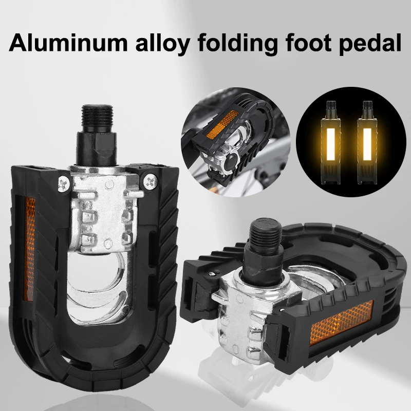 

Folding Bicycle Bike Pedals For Ebike With Reflective Strips Wide Flat Pedals Aluminum Urban Cycling Pedals