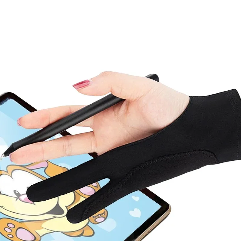 1PC Anti-fouling Anti-Mistouch Anti abrasion anti perspiration Two-Fingers Anti-touch Painting Glove For Drawing Tablet Glove