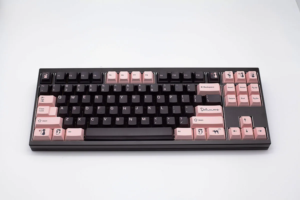 Merah muda hitam Keycap kucing ajaib Cherry Keycaps lima sisi termal Sublimasi Pbt Shading suplemen disesuaikan Keycaps