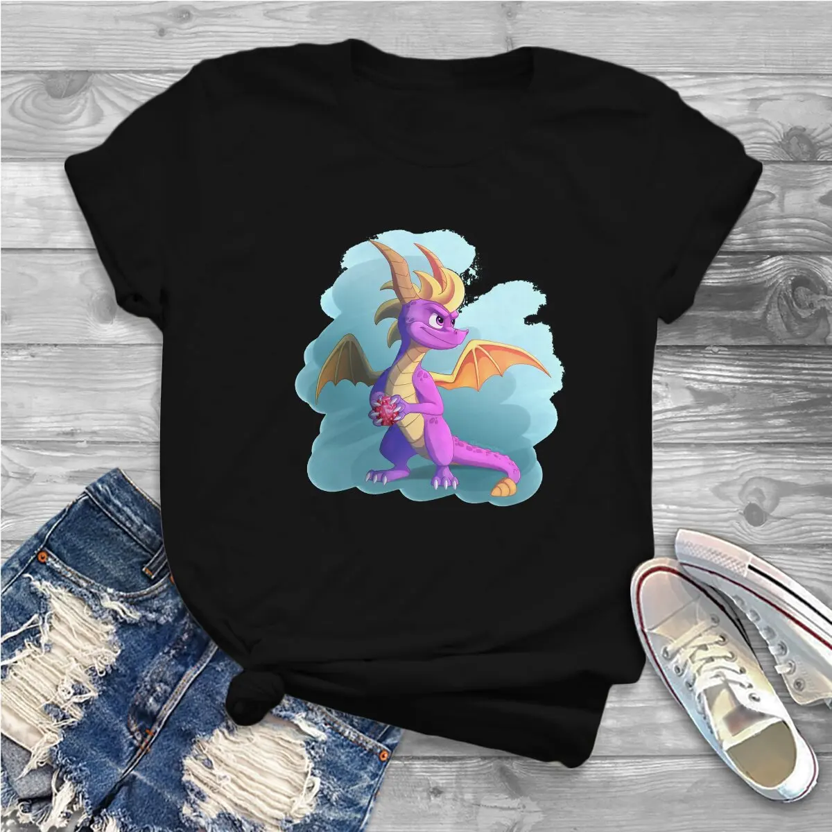 Picking Up Gems Spyro the Dragon Women T Shirt Gothic Unisex Polyester O-Neck TShirt Harajuku