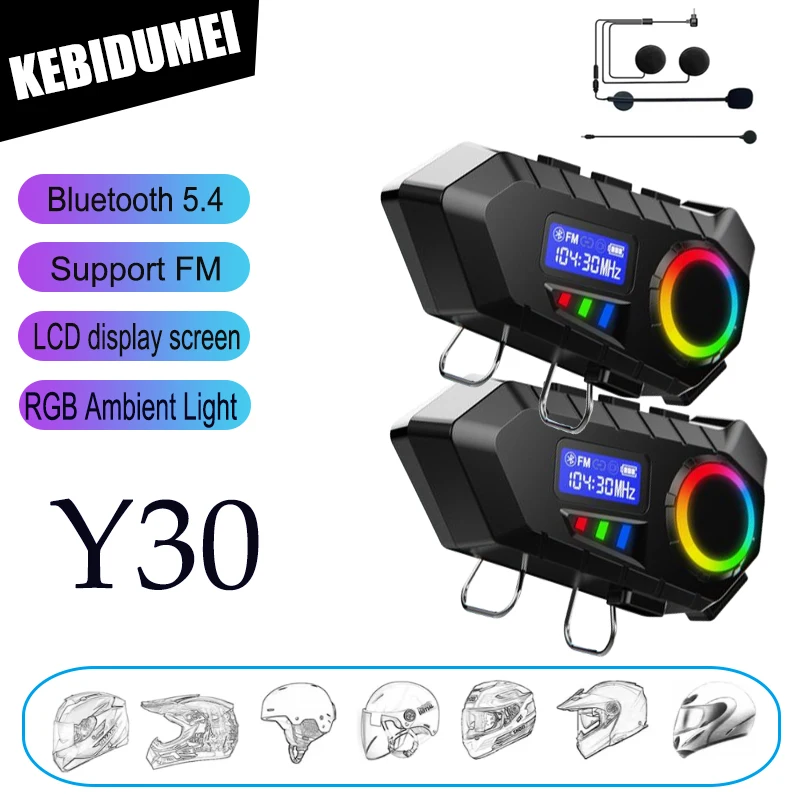 

KEBIDUMEI Bluetooth 5.4 Motorcycle Helmet Headset Support FM Waterproof Handsfree Call Noise Reduction Wireless Moto Earphone