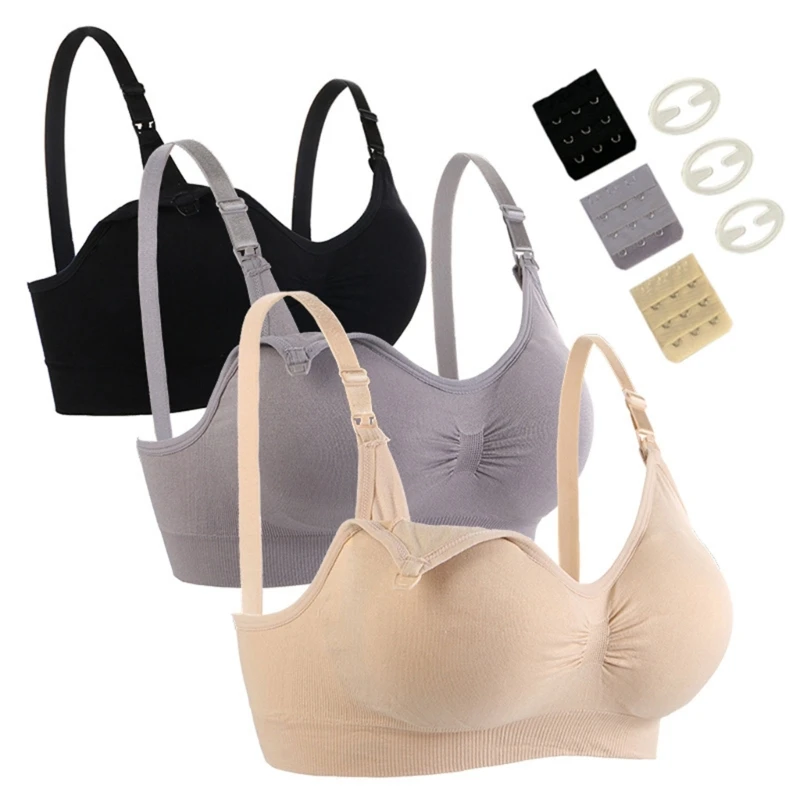 

3Pieces Nursing-Bra for Breastfeeding Maternity Bras Underwear Comfort Pregnancy Sleep Bralette Natural Shape Bra Women