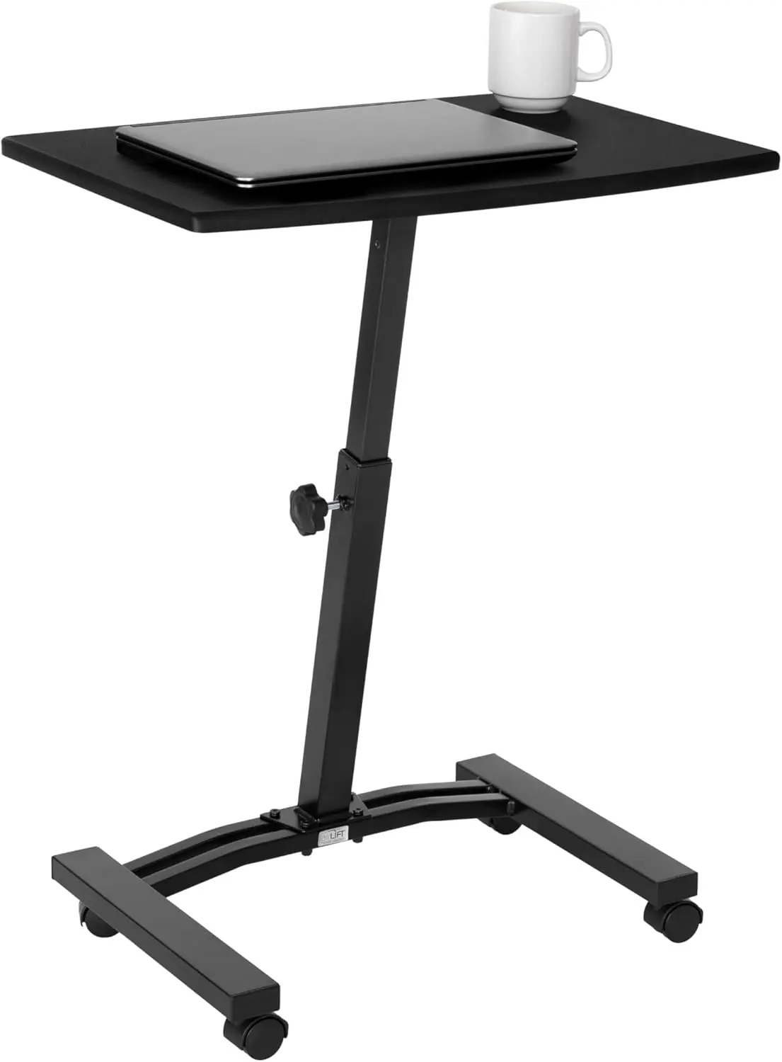 

Height Adjustable Laptop Stand on Wheels, Mobile Computer Desk 24", Black