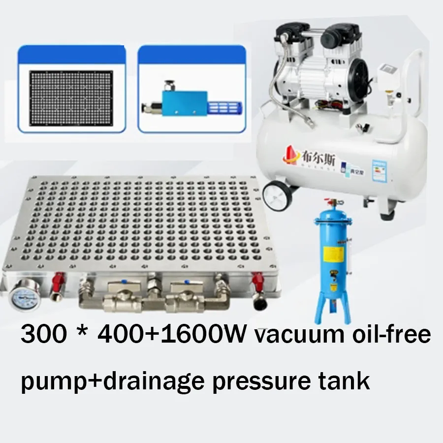 كوب شفاط فراغ مسامي باستخدام الحاسب الآلي الصناعي بدون شريط مانع للتسرب + مضخة خالية من الزيت بقدرة 1600 وات + خزان ضغط الصرف #2