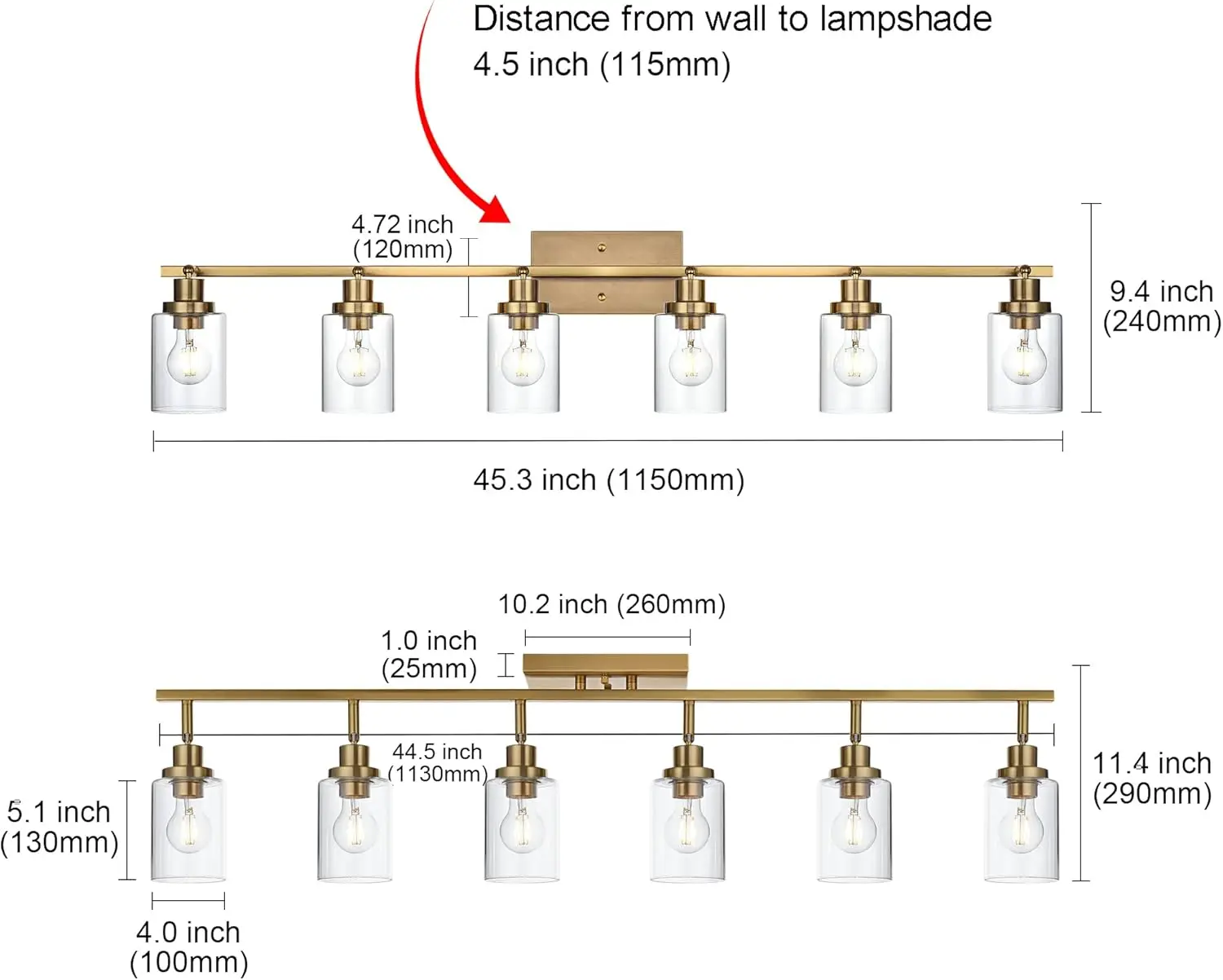 Multi-direcional Rotating Track Lighting Kit, Vanity Luminárias, latão teto Spotlight