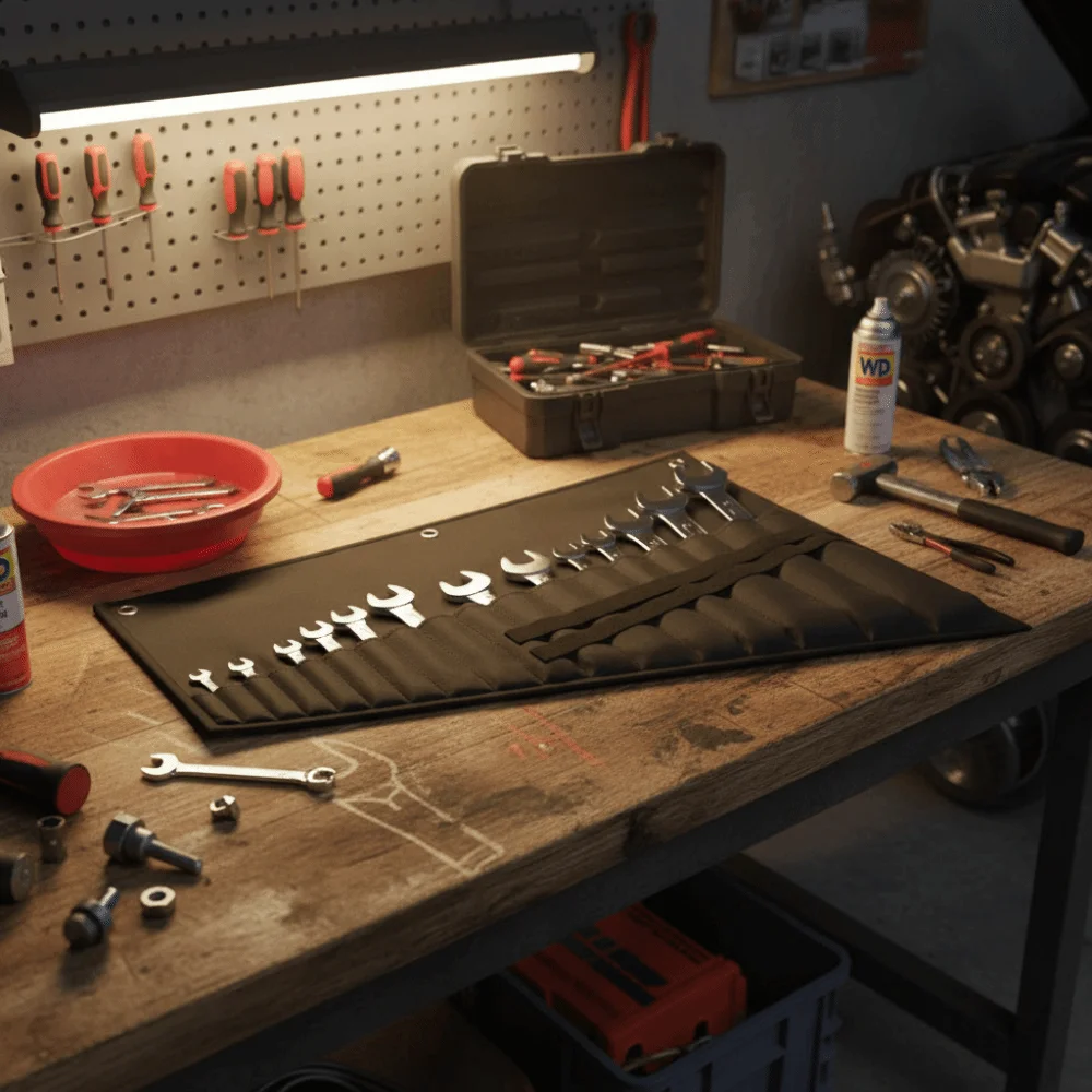 

16-карманный органайзер для гаечных ключей, эластичные ремни, водонепроницаемая ткань Оксфорд, сумка для инструментов, защищенная ткань Оксфорд, свернутый дизайн