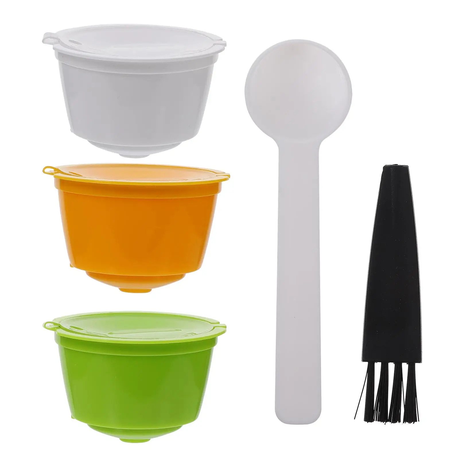 

3 Pcs Reusable Coffee Capsules Filter Stainless Steel Plastic Tamper Easy Water Eco Friendly Sealed Rubber