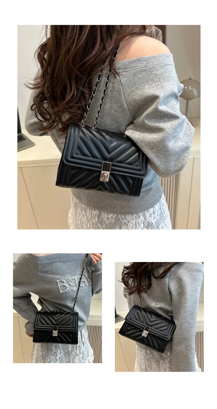 Neue Mode Mini Stepp Geprägte Kette Schulter Tasche für Frauen Einfache Vielseitige Diagonal Umhängetasche Platz Handtasche Weiblichen Beutel – Detail 7