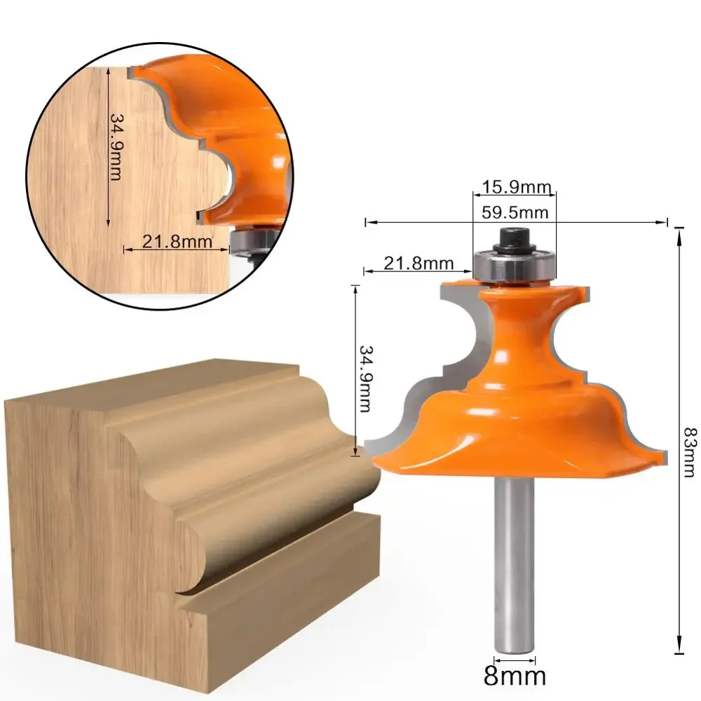 8mm Shank Pedestal & Furniture Molding Router Bit, for Base Table Legs & Small Woodworking Projects, 1PC