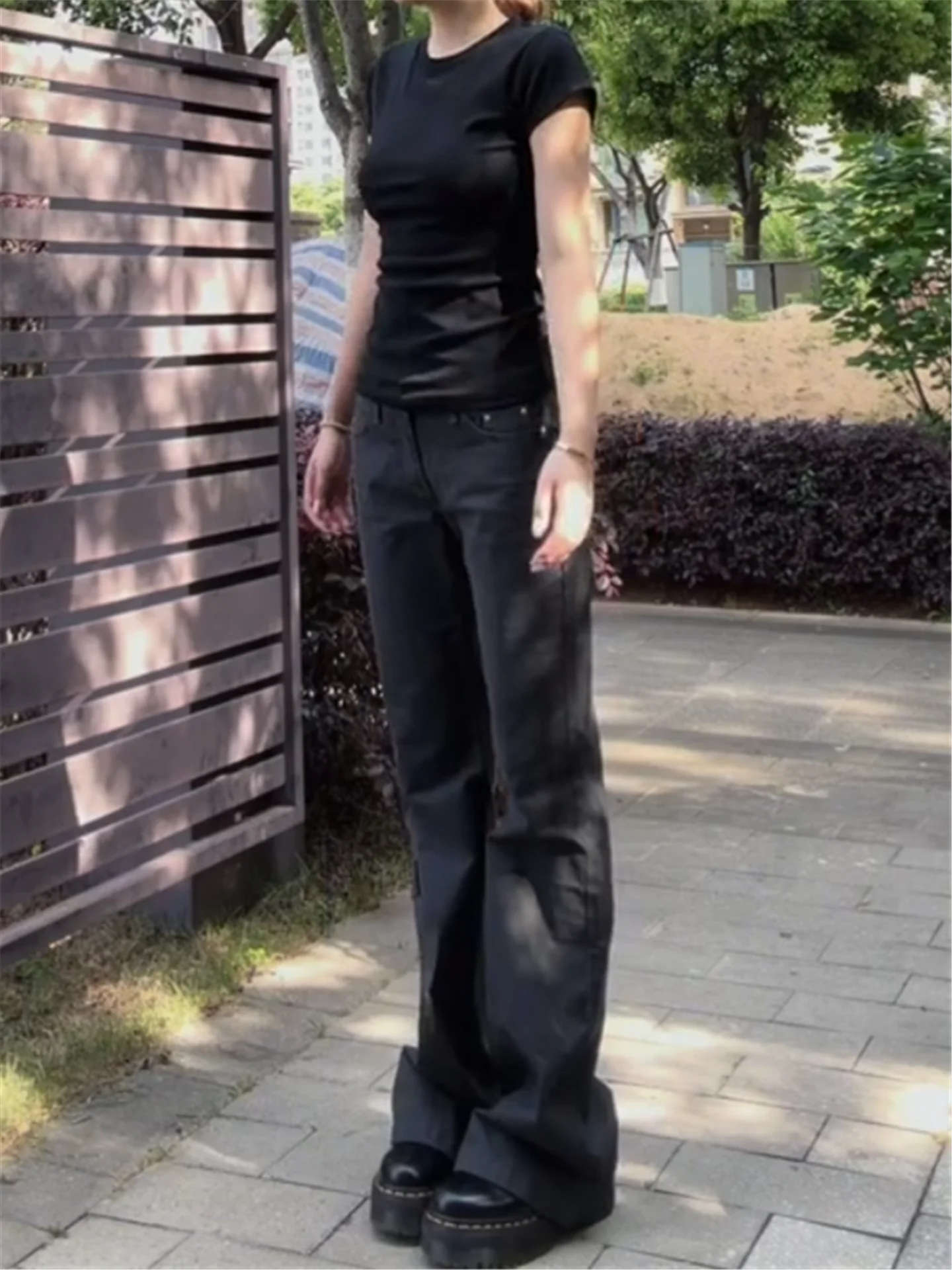 American Street Style Low Waist Workwear Jeans Women's Summer Slimming Tall Extended Micro Flared Pants Cotton Casual Jeans