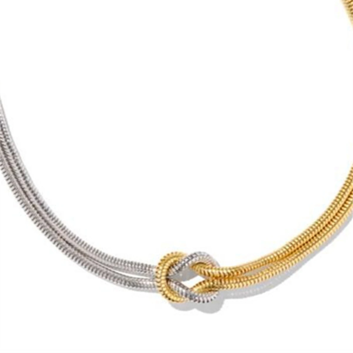 Valentine\'s Day Gift Stainless Steel Snake Chain Bracelet Handmade Knot Gold Plated Jewelry Neutral Bracelet