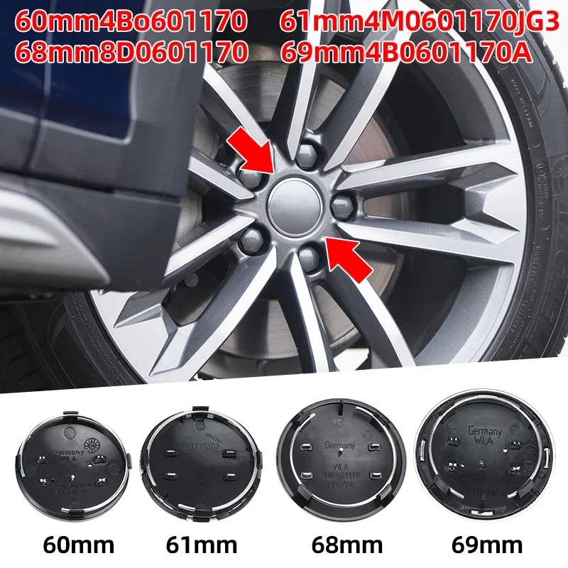 

4pcs 60mm 61mm 69mm Car Styling Wheel Center Cap Hub Covers Badge 4B0601170 For Audi A3 A4 A5 A6 A7 A8 S4 S6 Car Accessories