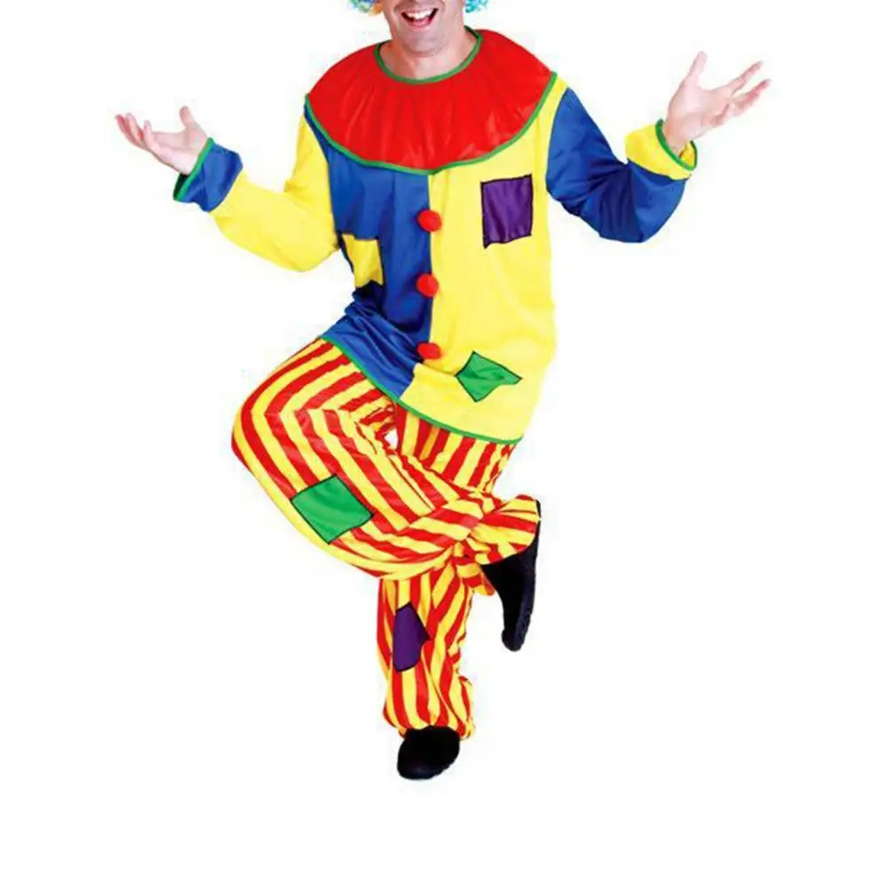 Polyester Suit Set Vibrant Adult Clown Costume Set for Halloween Joker Cosplay Party Breathable Jumpsuit with for Men