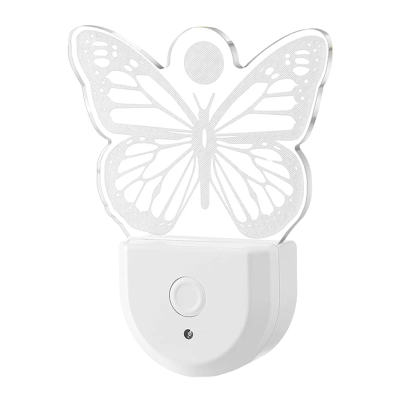 

-WSFS Ideal For Nursery Decor And Birthday Gifts Butterfly Night Light For Kids Plug-In Wall Color Changing