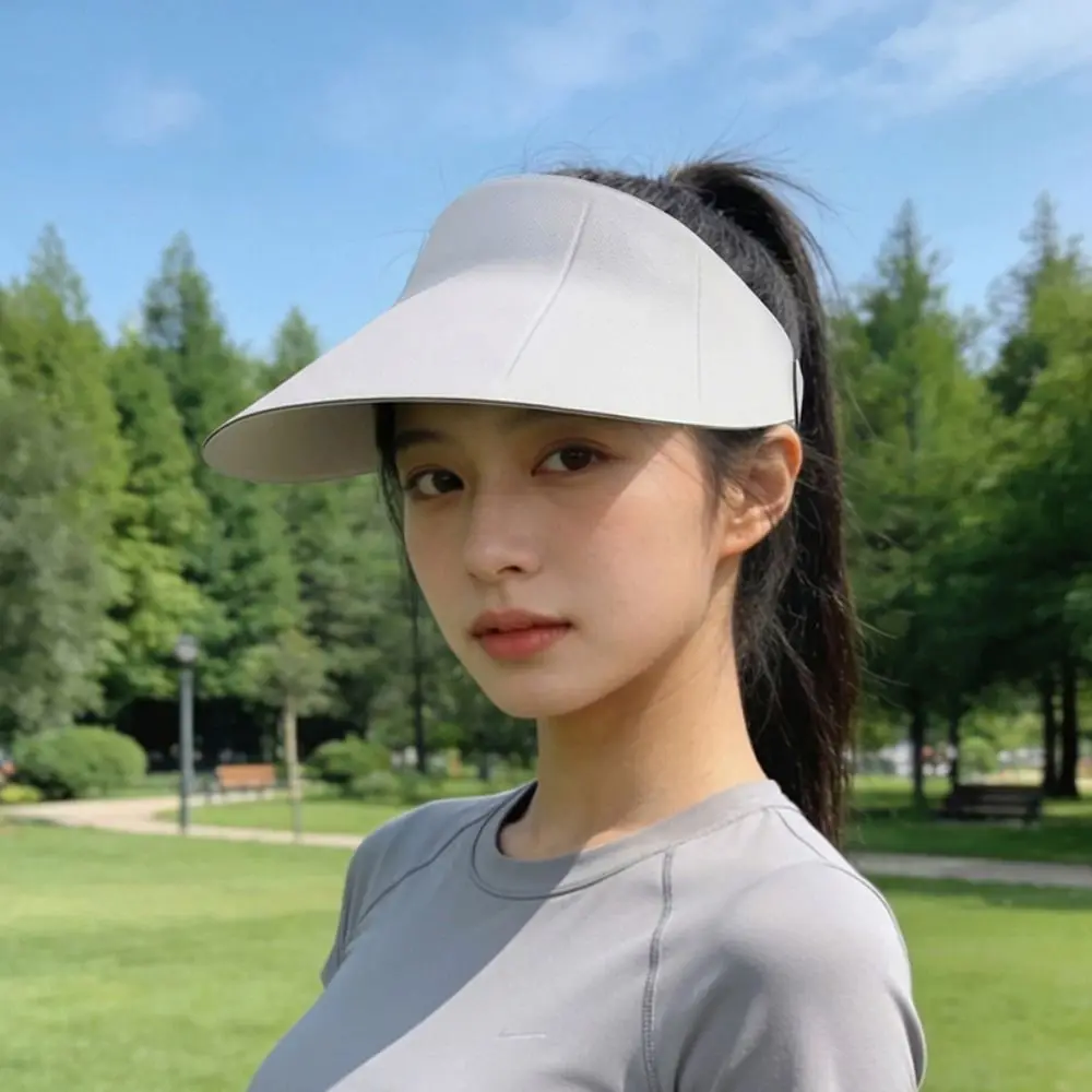 

Sunshade Hat Foldable Traceless Sun Hat UV Protection Empty Top Seamless Visor Cap Adjustable Large Brim Beach Cap Summer Beach