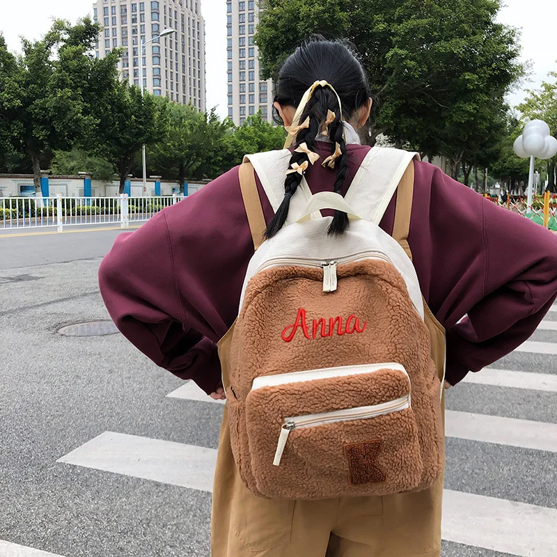 Mochila de lana para estudiantes de secundaria, mochila de gran capacidad, personalizada y minimalista, bolsa para ordenador