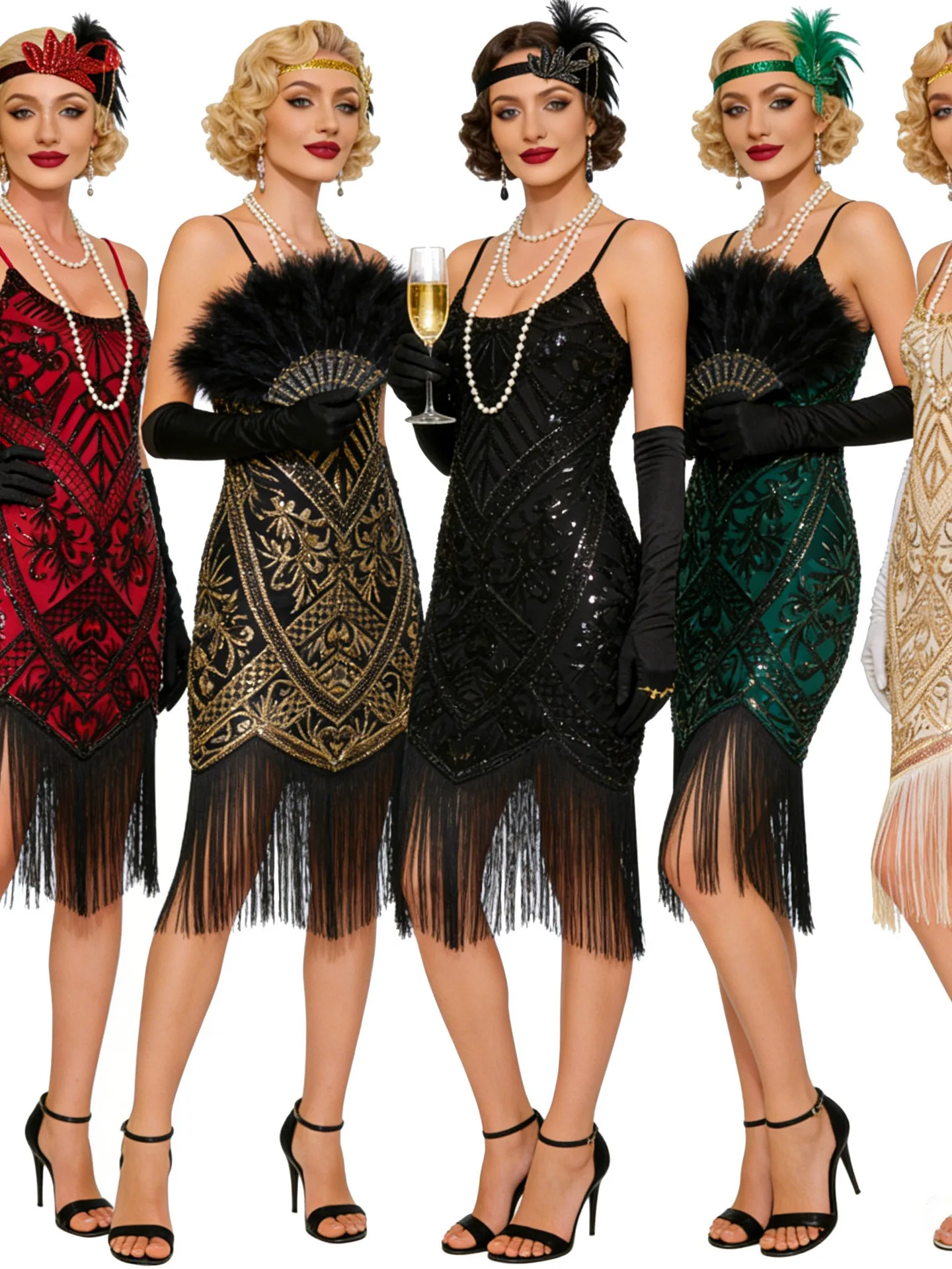 

Halloween 1920s Great Gatsby Retro Party Dress Tassel Sequin plus Size Strapless Gown Women's Fashion Costume Summer 2026