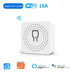 Mini 16A WiFi Switch 2 Way Control Smart Home Module,Work with tuya APP smart life app,Support Alexa Google Home Automation Int