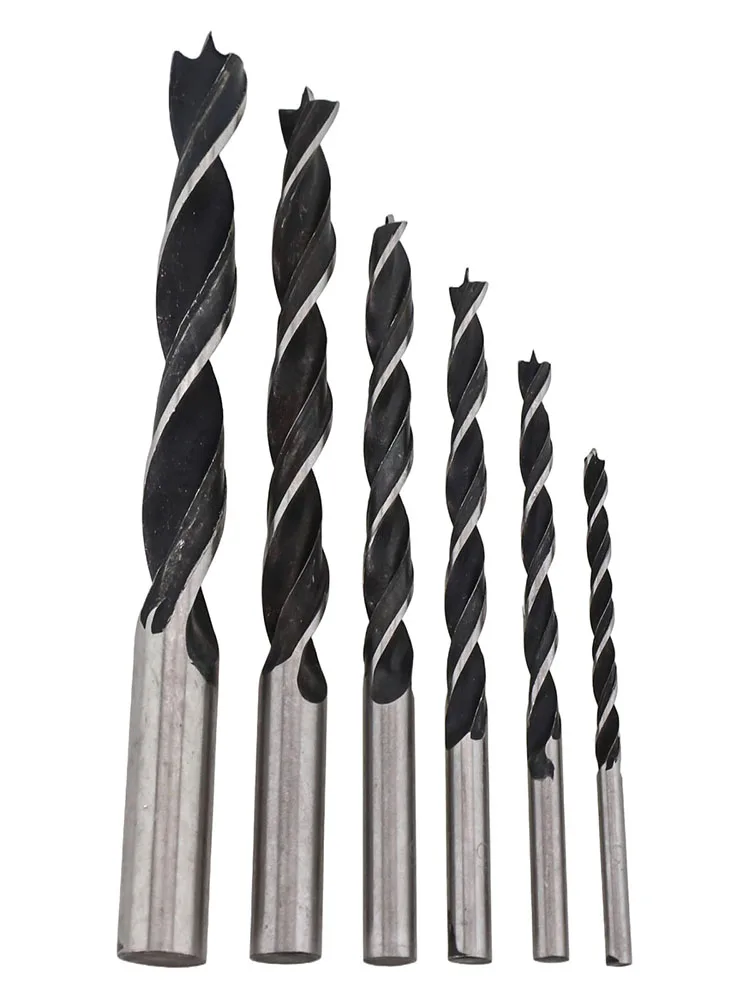 Brocas en espiral para madera, herramienta de carpintería de alta resistencia, paquete de punto central, 6 piezas, 3-10mm