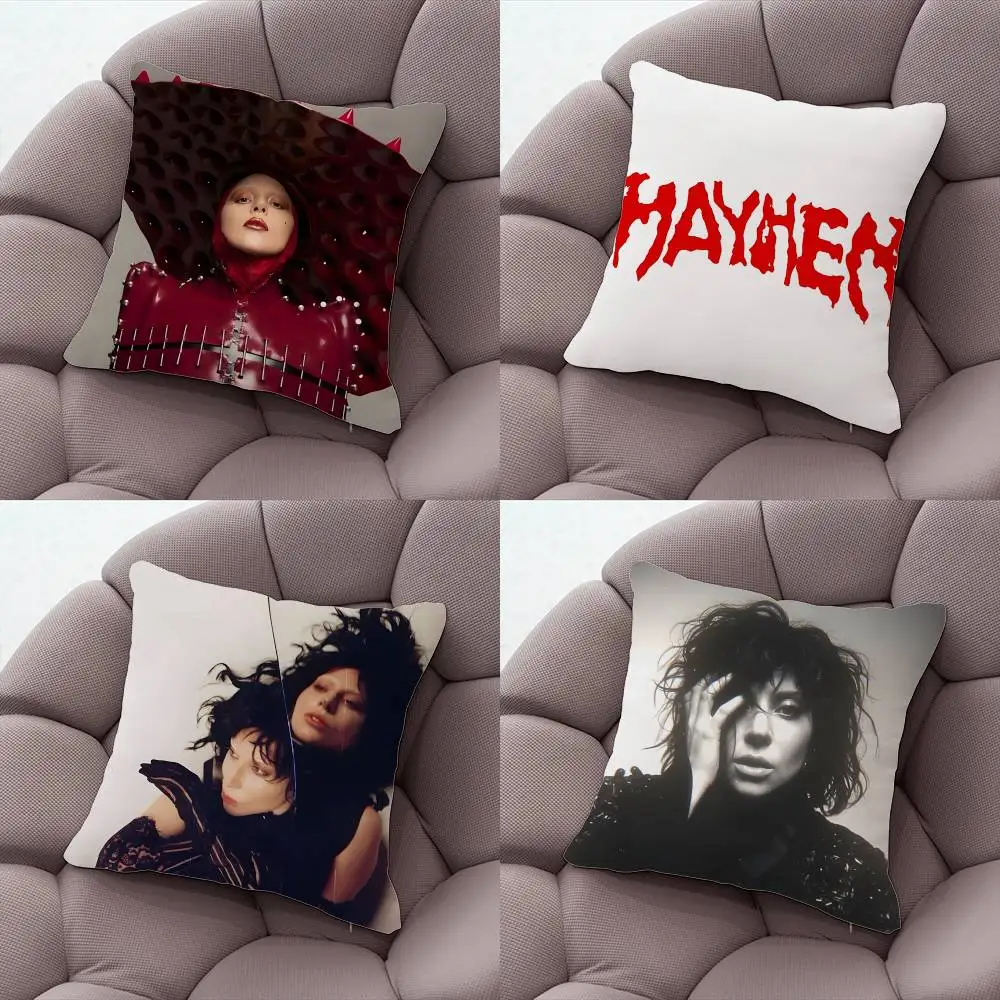 

L-LADY GAGA M-Mayhem Pillow Case Plush Fabric Soft Double-Sided Printed Sofa Warm Winter Home Gift Cushion Cover