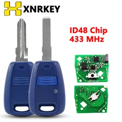 XNRKEY 원격 키 피아트 푼토 도블로 브라보 블루 블랙 ID48 칩, 433Mhz 포브 1 단추 SIP22/GT15R 블레이드