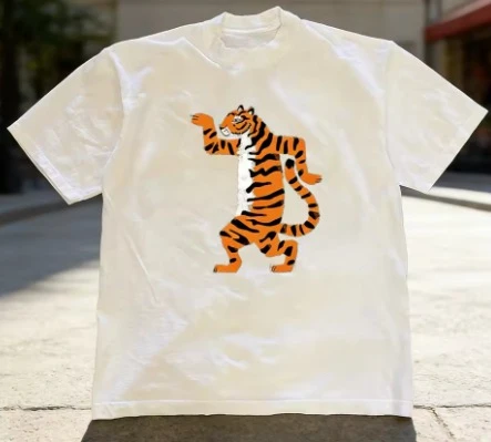 T-shirt imprimé à motif estival, adapté aux hommes et aux femmes, en pur coton, T-shirt à la mode et polyvalent