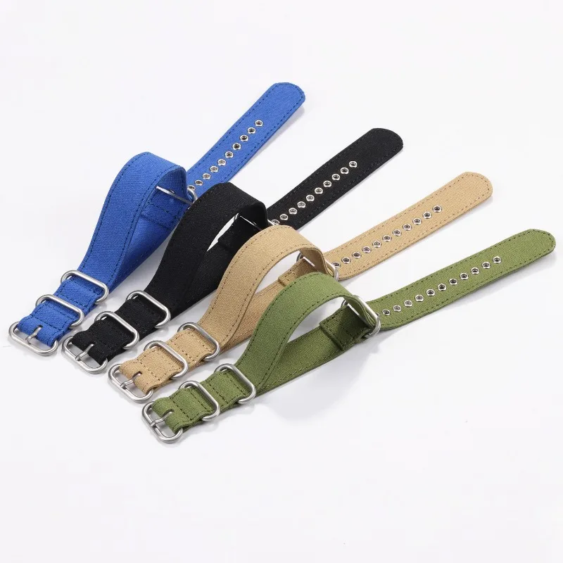 18mm 20mm 22mm 24mm Nylon Canvas Watch Band Universal Strap for Seiko for Samsung Watch 5 4 3 Bracelet Smartwatch Replacement