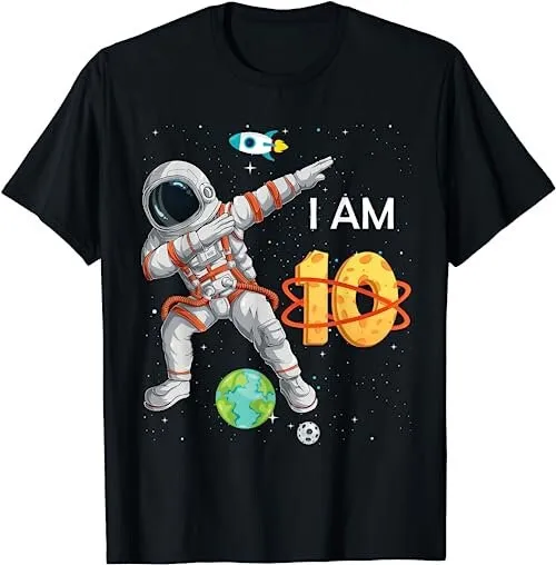 Camiseta de cumpleaños para niño de 10 años, camisa de astronauta espacial, 10Th B Day, sudor 25176