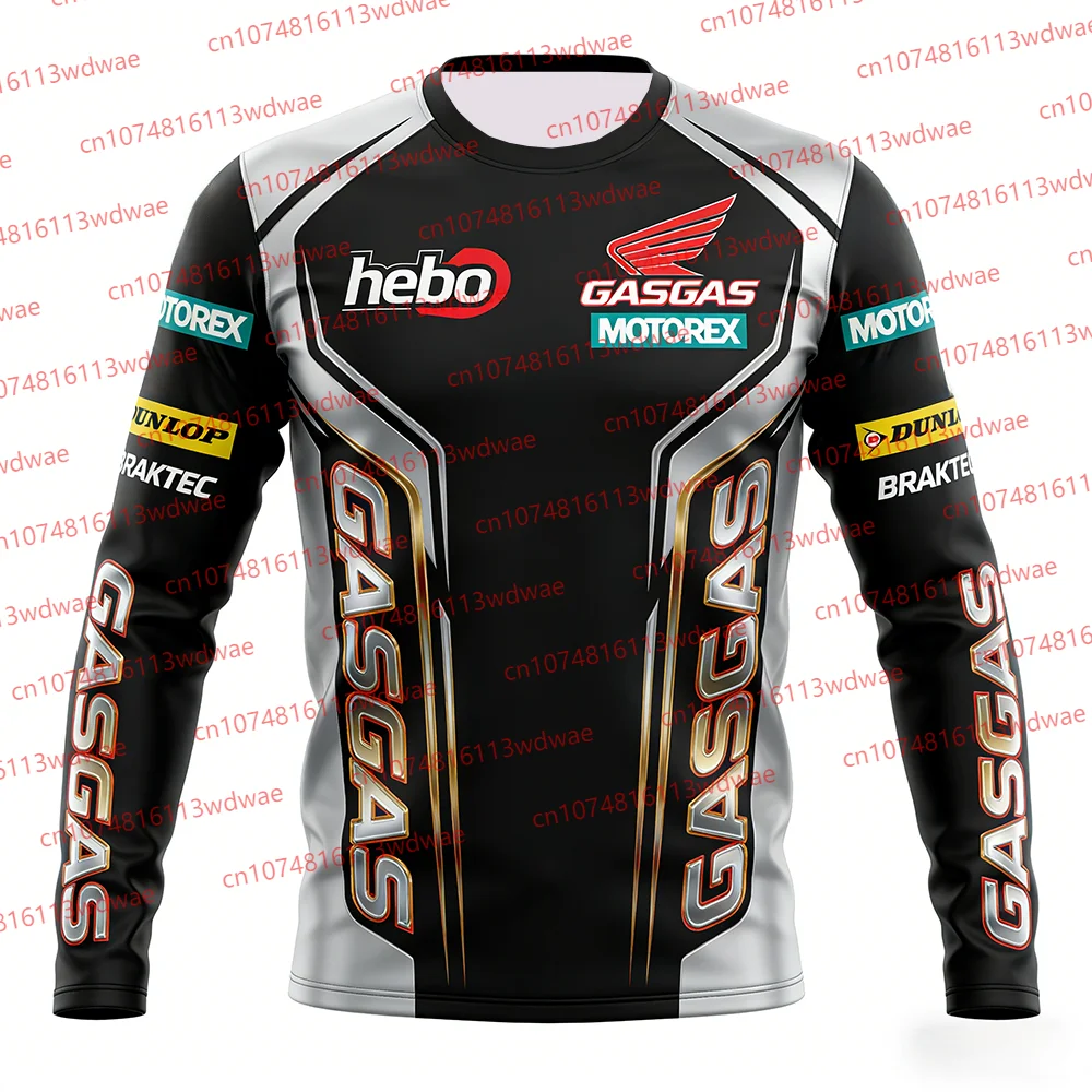 GASGAS Motorrad-Fahranzug für Herren, langärmlig, Moto-T-Shirt, schnell trocknend, atmungsaktiv, Jersey, für Fahrer, Biker, Streetwear, Fans, Sommerausrüstung