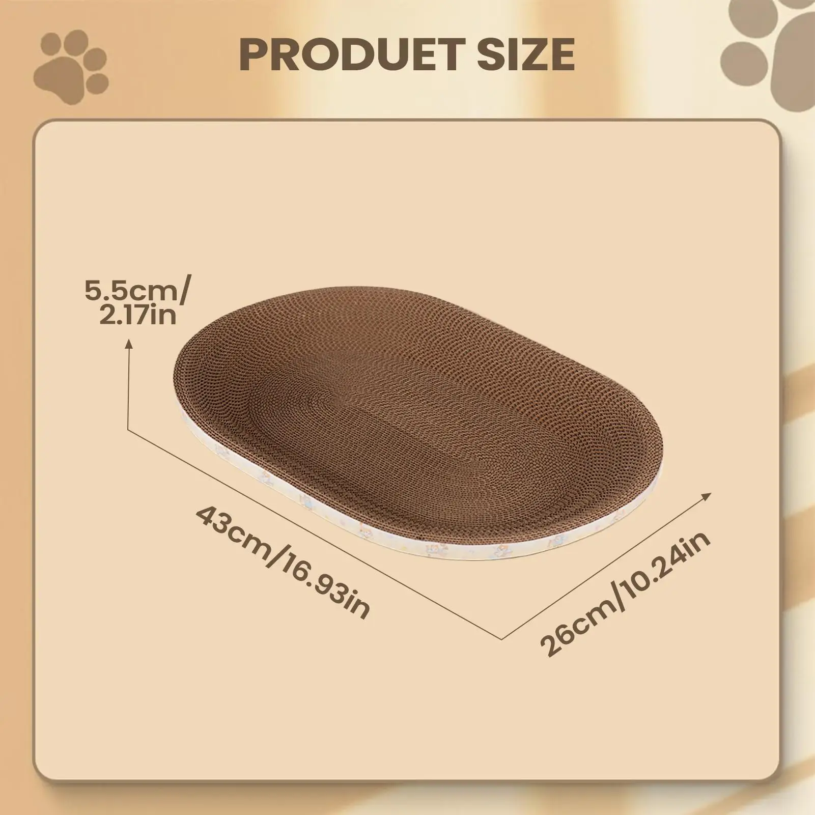 Wellpappe Katzenkratzer Katzenkratzbrett Oval Krallenpflege-Spielzeug aus Karton zum Krallen Schleifen und Möbelschutz – Detail 12