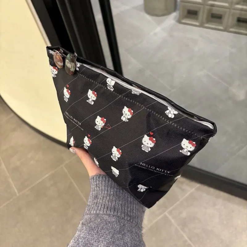 Sanrio Sweet Cool Black Hello Kitty Cosmetic Bag Large-capacity Waterproof Washing Bags Portable Storage Cosmetic Bag Girl