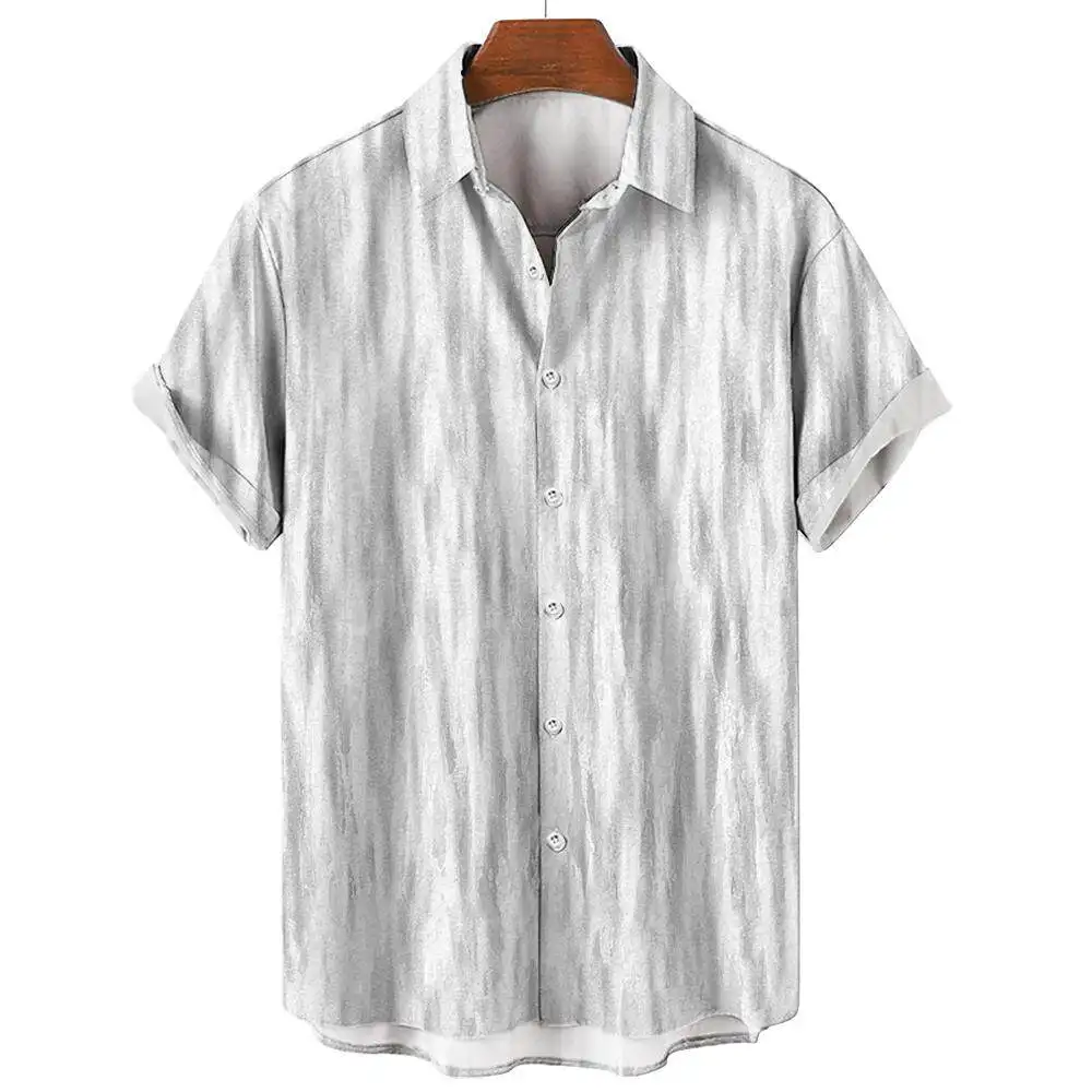 Tops con estampado de rayas irregulares para hombre, camisas de manga corta, camisas de negocios informales, Tops de calle diarios, S-5XL de gran tamaño, moda de verano