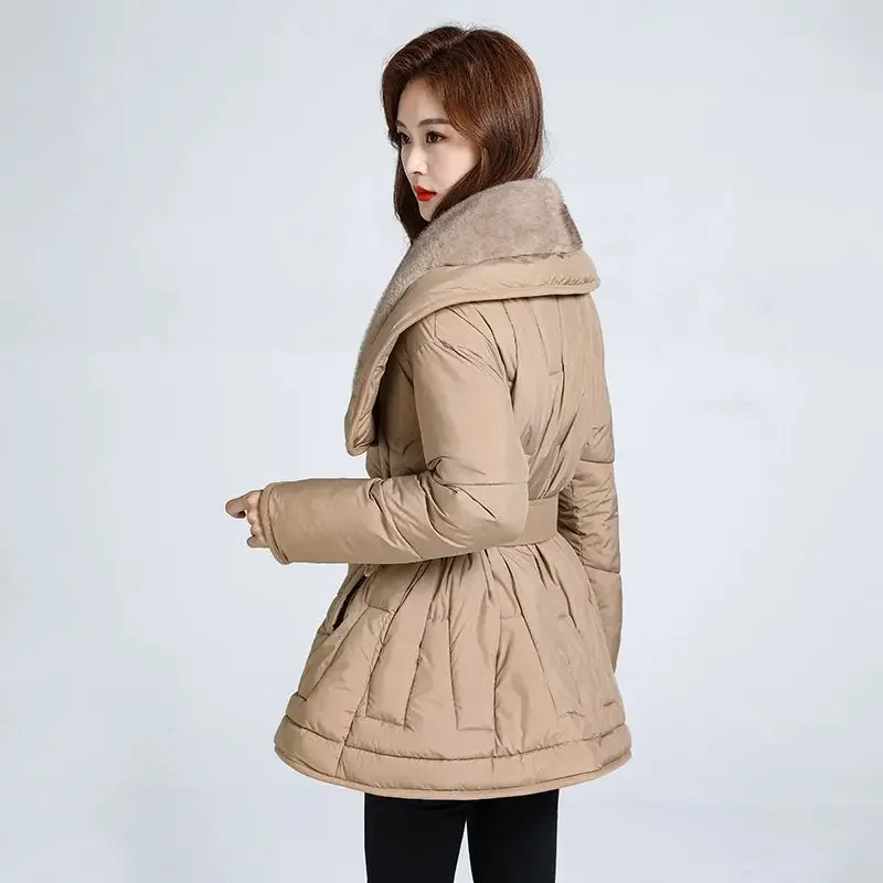 سترة نسائية شتوية جديدة من القطن بياقة عصرية وسترة كبيرة الحجم #4