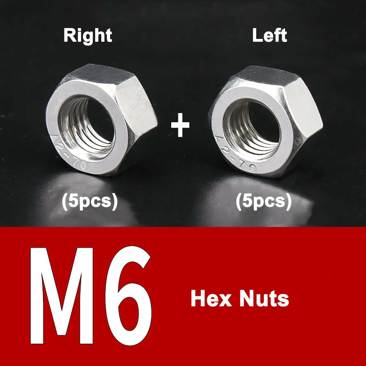 M4~M16 Left and Right Hand Thread Hex Nut Set 304 A2 Stainless Steel Positive and Reverse Thread Hexagon Nuts Kit