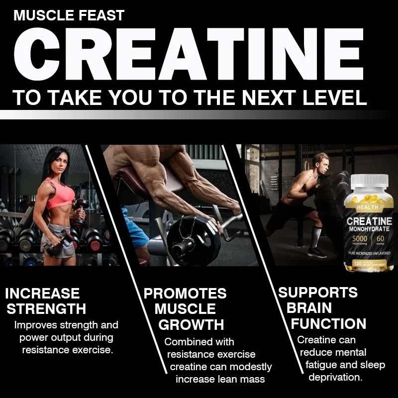 HEALTH Micronized Creatine Monohydrate 5,000mg 120 Capsules Non-GMO | Gluten-Free |
