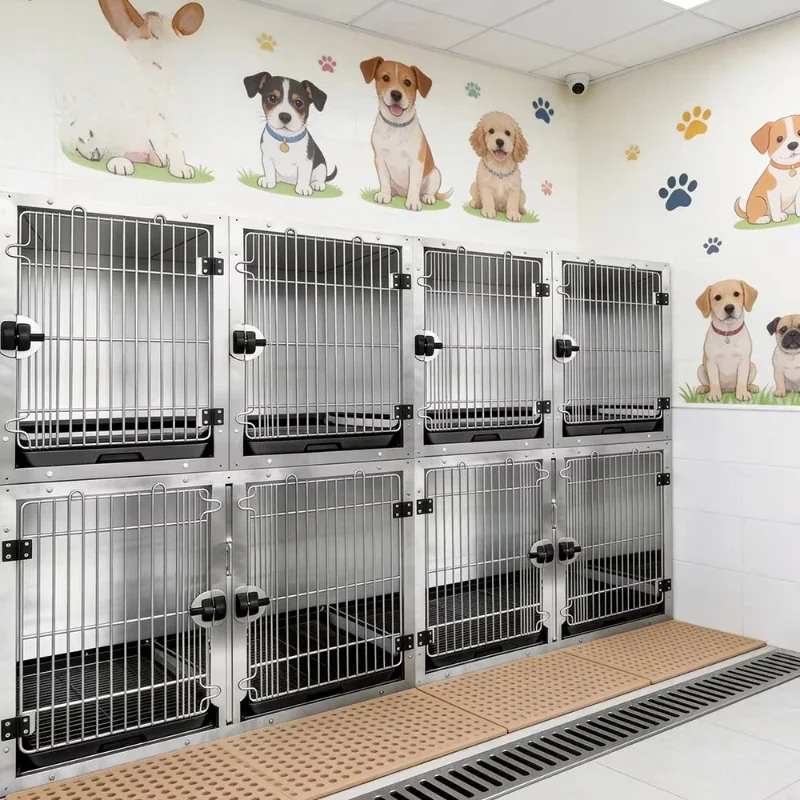 Luxury heavy duty stainless steel veterinary pet cage for cat clinics, veterinary shops