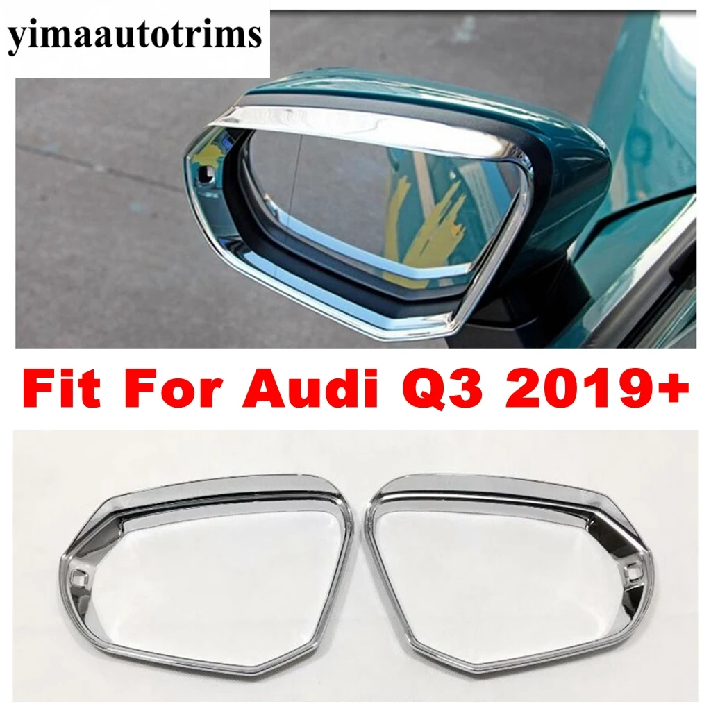 

Chrome Door Rearview Mirror Rain Eyebrow Eyelid Frame Decoration Cover Trim For Audi Q3 2019 - 2024 ABS Accessories Exterior Kit