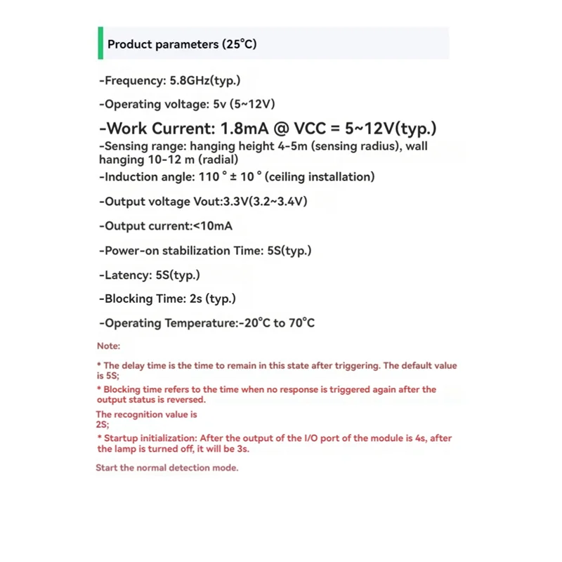 AS95-LD020 Modulo sensore radar di presenza umana 5.8G Sensore radar ad alta sensibilità di dimensioni ultra-piccole