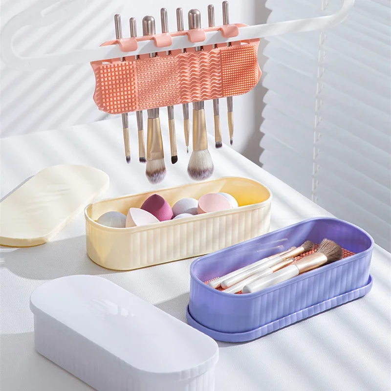 Makeup Brush Cleaning Box Make-up Egg Drying Tool Set Powder Puff Washer Sponge Storage Box Makeup Brush Storage Drying Tools