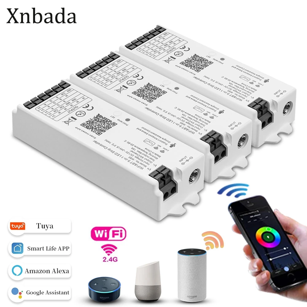 WB5 WiFi 5 IN 1 LED Controller Tuya APP Alexa Google Home Voice Control RGB RGBW CCT Led Strip Dimmer Bluetooth APP RF Remote