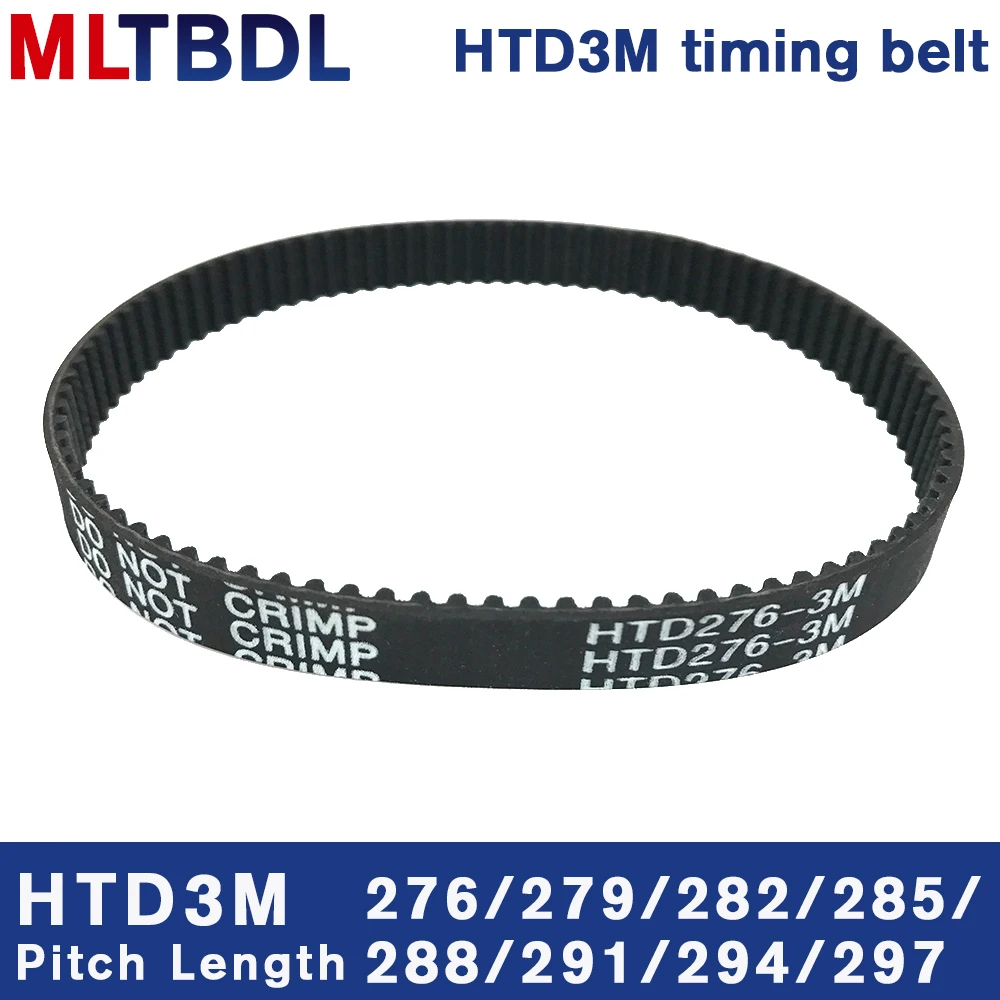 HTD 3M Timing Belt 276/279/282/285/288/291/294/297mm 6/9/10/15mm Width  RubbeToothed Belt Closed Loop Synchronous Belt pitch 3mm