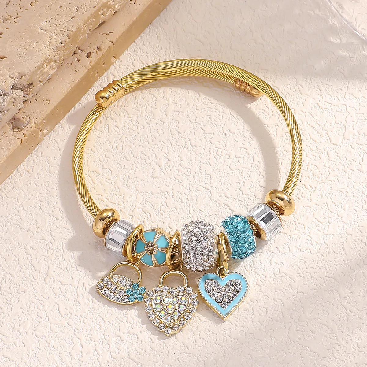 

Fashion Multi Element Stainless Steel Circle Panjiadora Beaded Love Bracelet Suitable for Women's Dating, Daily Holiday Gifts