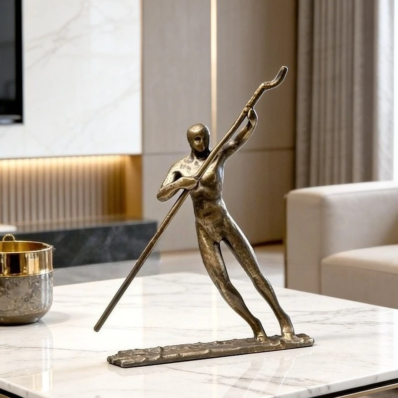 Modern simple retro style metal abstract rowing art figure ornament guest, hall desktop study display cabinet soft jewelry