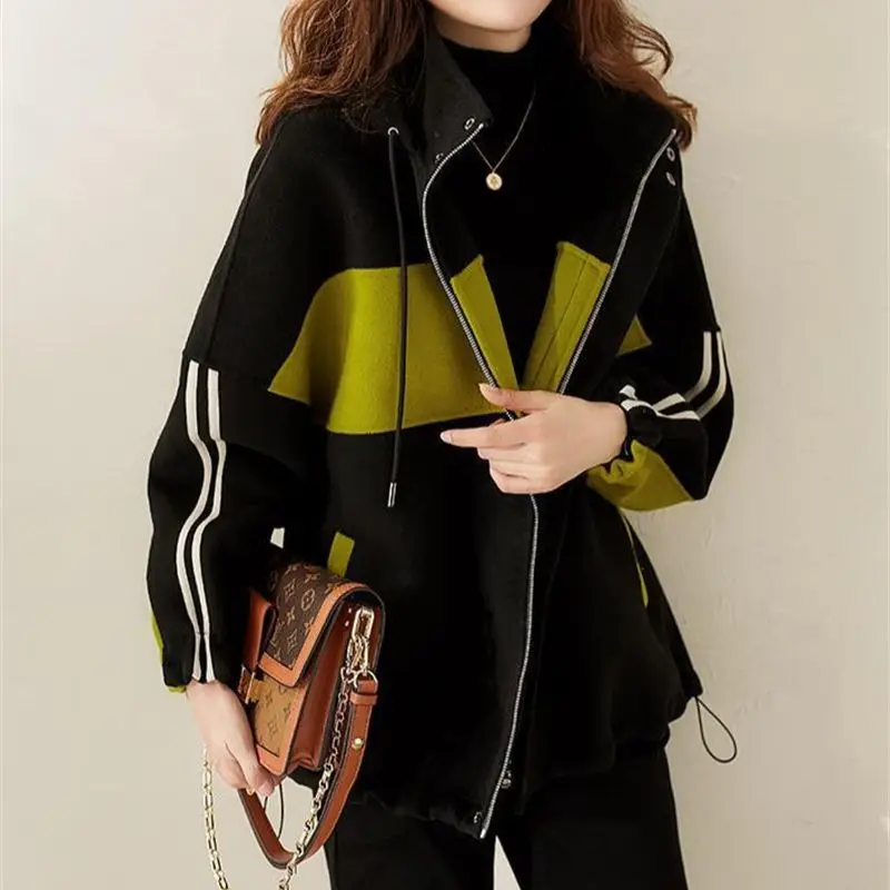 

Match Color Hooded Coat Female 2023 Spring and Autumn Sports Leisure Fashion Everything With Loose Style Long-Sleeved Top Tide