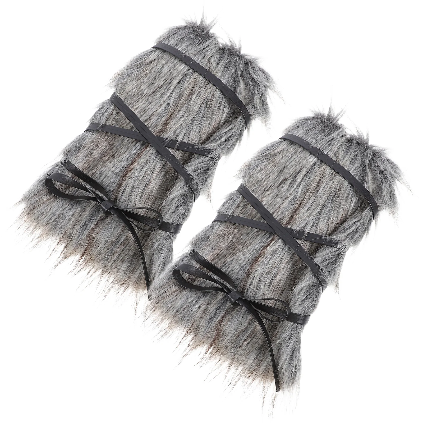 2 szt. 30 cm sztuczne ocieplacze na nogi do kostiumu wikinga, zimowe nakładki na buty, średniowieczne futrzane owijki na nogi, akcesoria do cosplayu, ochrona zdrowia