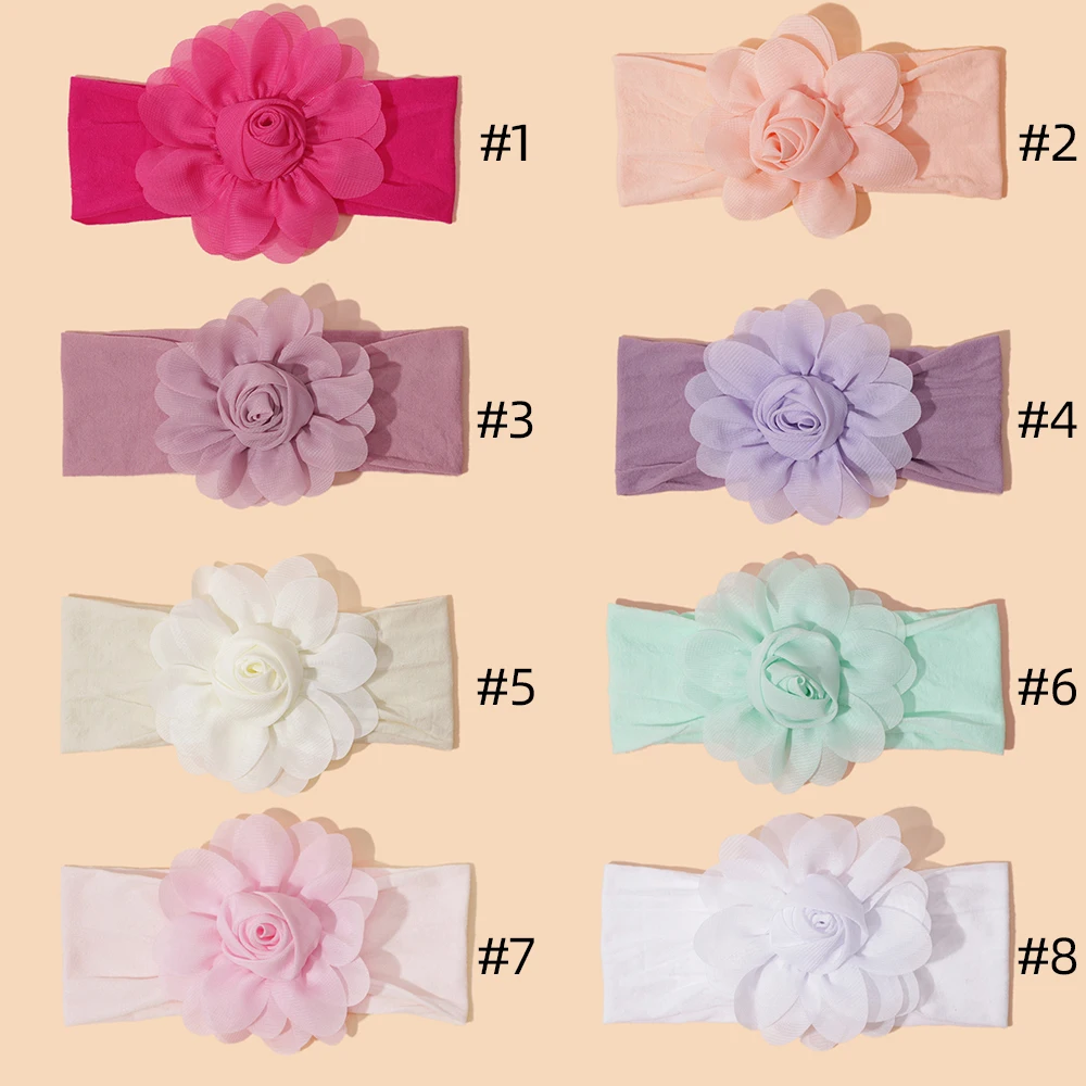 Baby Headband For Girls Nylon Soft Elastic Flower Hair Bands For Little Girls Cute Headwear Newborn Hair Accessories