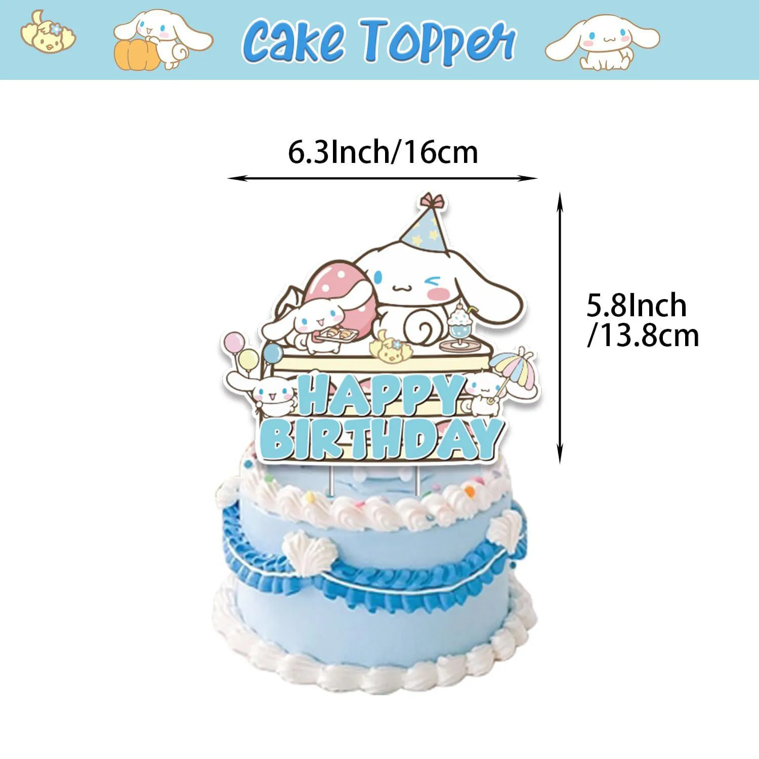 Cinnamoroll Cartoon Anime Theme Disposable Party Supplies Children's Birthday Banners Cake Toppers Balloons Party Decoration Set