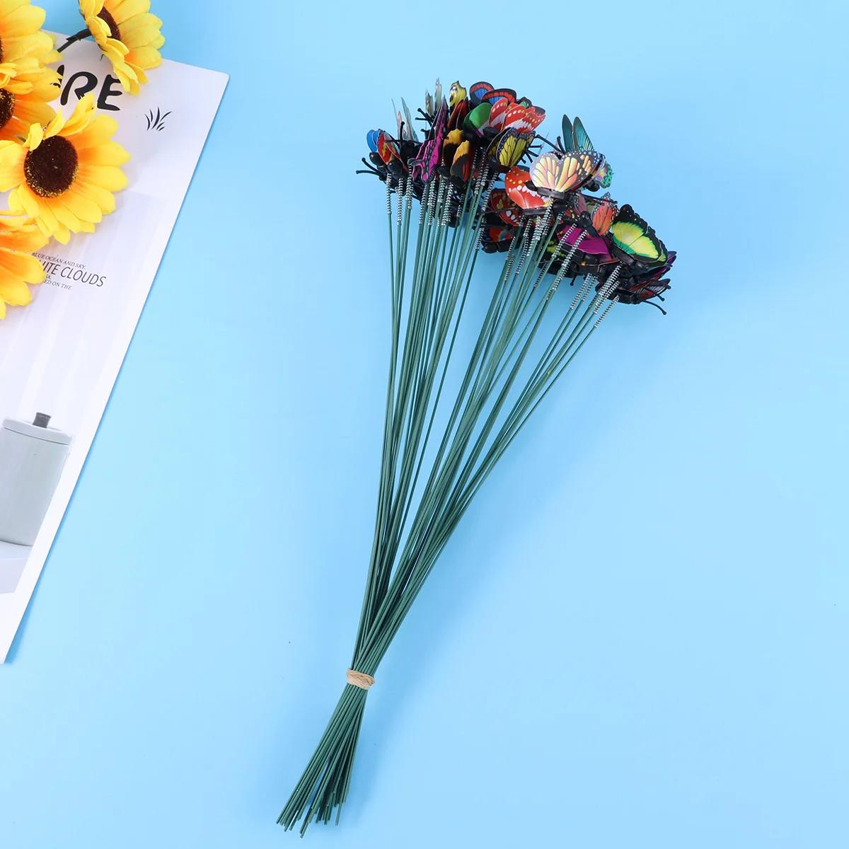 50 Pcs Electrical Appliance Decor Butterfly Artificial Garden Three-dimensional Stick Grassland