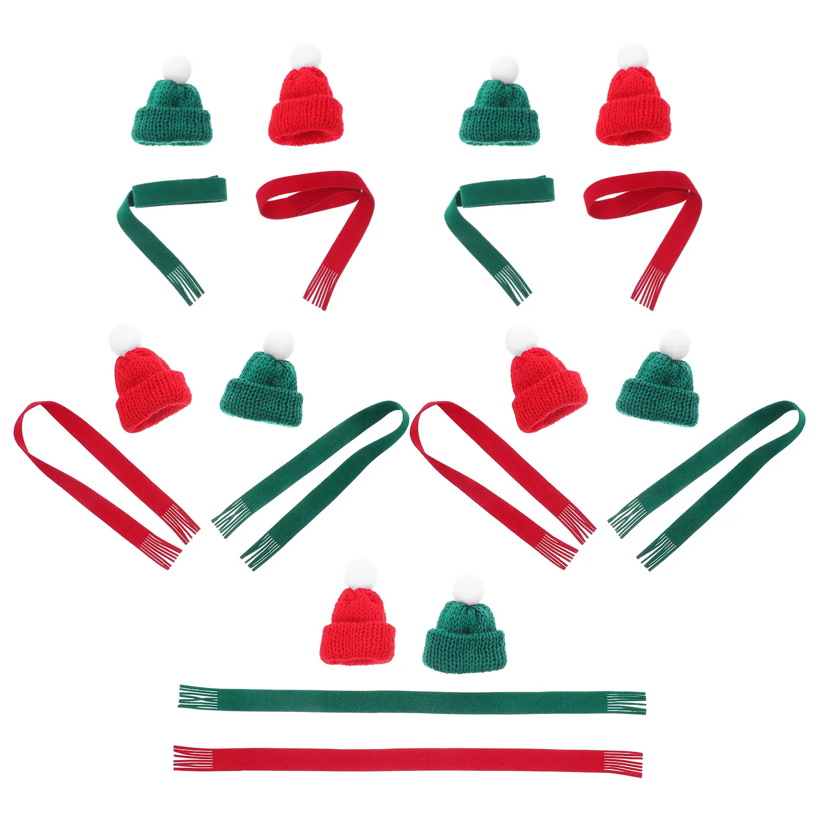 

20 Pcs Pet Mini Christmas Hat Scarf Decorations Knitting Thread Tiny Santa Hats and Scarves