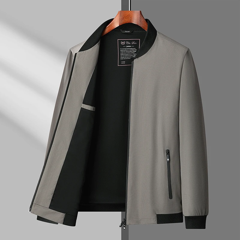 

2024 Autumn Men Baseball Collar Jackets High-quality Middle Aged Executive Business Casual Coats Tops Street Tops Plus Size 8XL